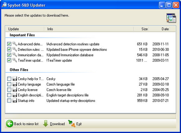 Spybot S&D - updater
