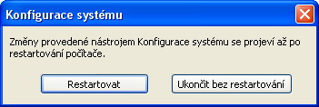 N&aacute;stroj pro konfiguraci syst&eacute;mu - Restart